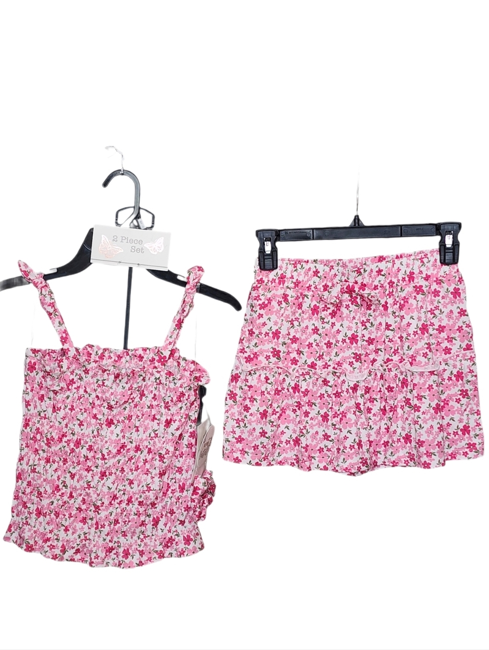 Sweet Butterfly Girl's Floral Ruffled Skort,  Crop Top, Hair Scrunchie Set 10-12